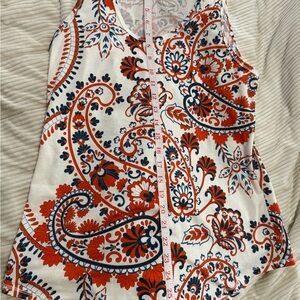 LuLa Roe Floral Sleeveless Top - Red, White and Blue